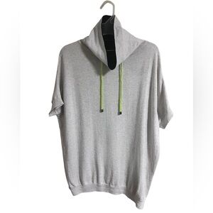 Lisa Todd Neon Stripe Cotton Cashmere Cowl Neck Oversized Sweater